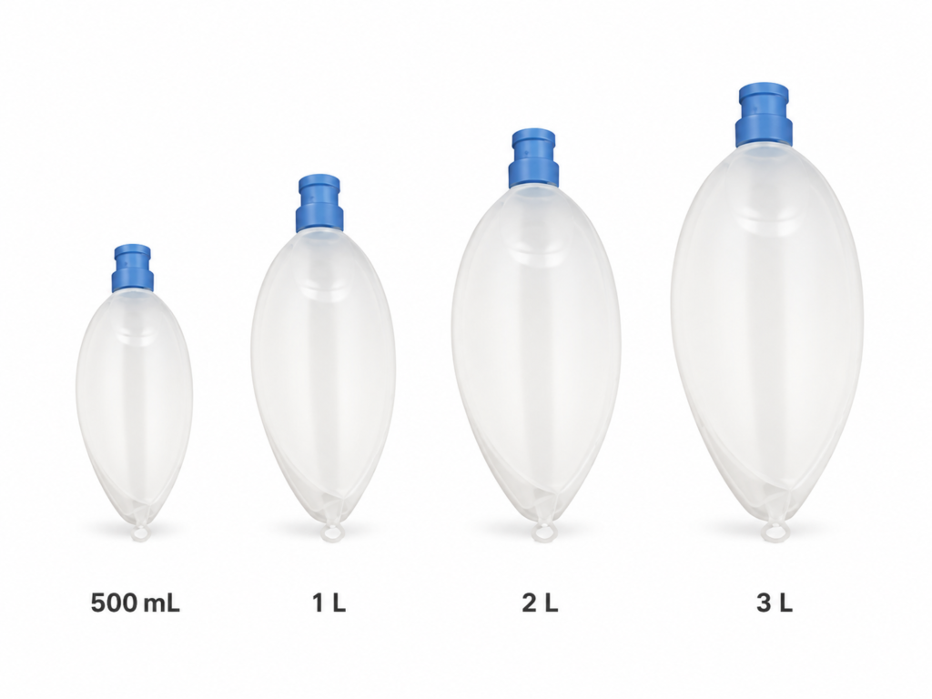 Balão respiratório silicone nos tamanhos 500 mL, 1 L, 2 L e 3 L para anestesia veterinária