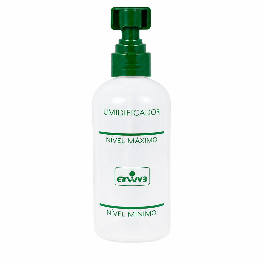 Frasco umidificador para oxigênio com marcação de nível mínimo e máximo
